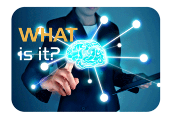 Images of brain floating in front of a person